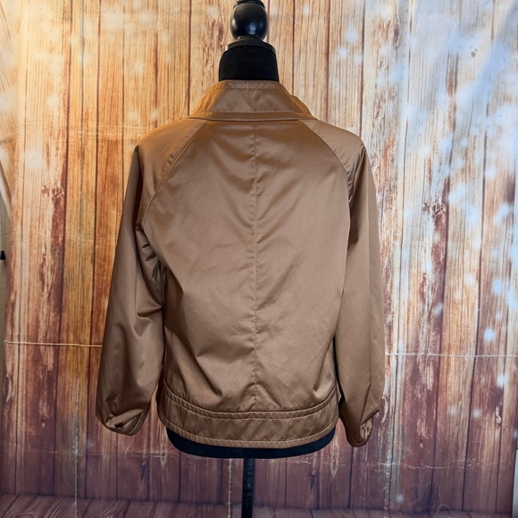 Eccoci Women’s Satin 3/4 Puff Sleeve Zip Jacket Double Zipper Brown Size 6 - Picture 3 of 11